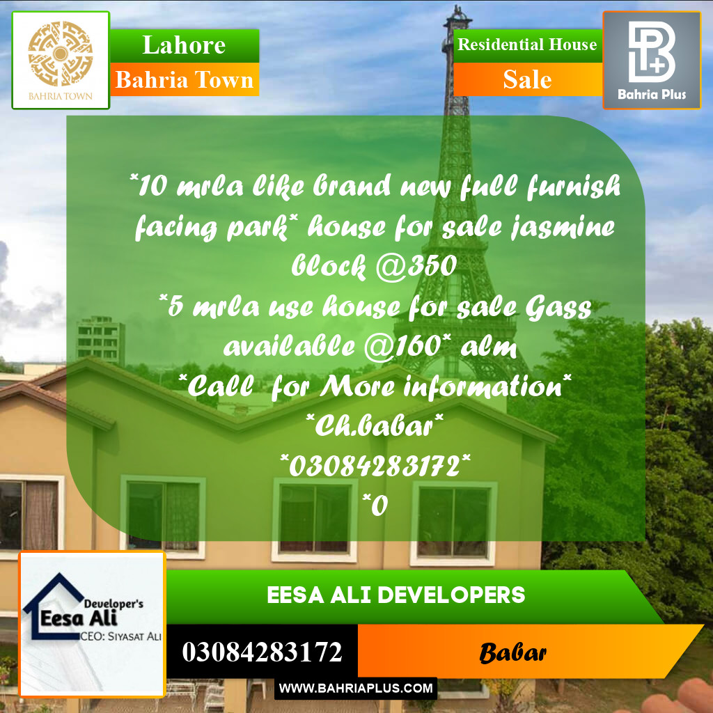 Residential House for Sale in Bahria Town, Lahore - (BP-269366)