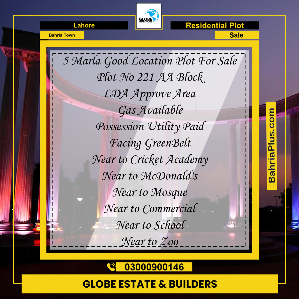 Residential Plot for Sale in Bahria Town, Lahore - (BP-269369)