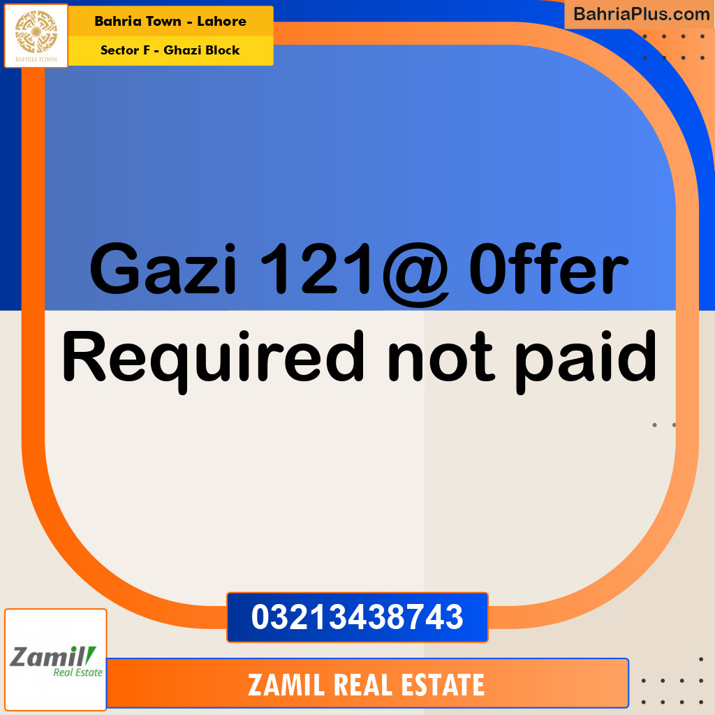 10 Marla Residential Plot for Sale in Sector F - Ghazi Block -  Bahria Town, Lahore - (BP-269379)