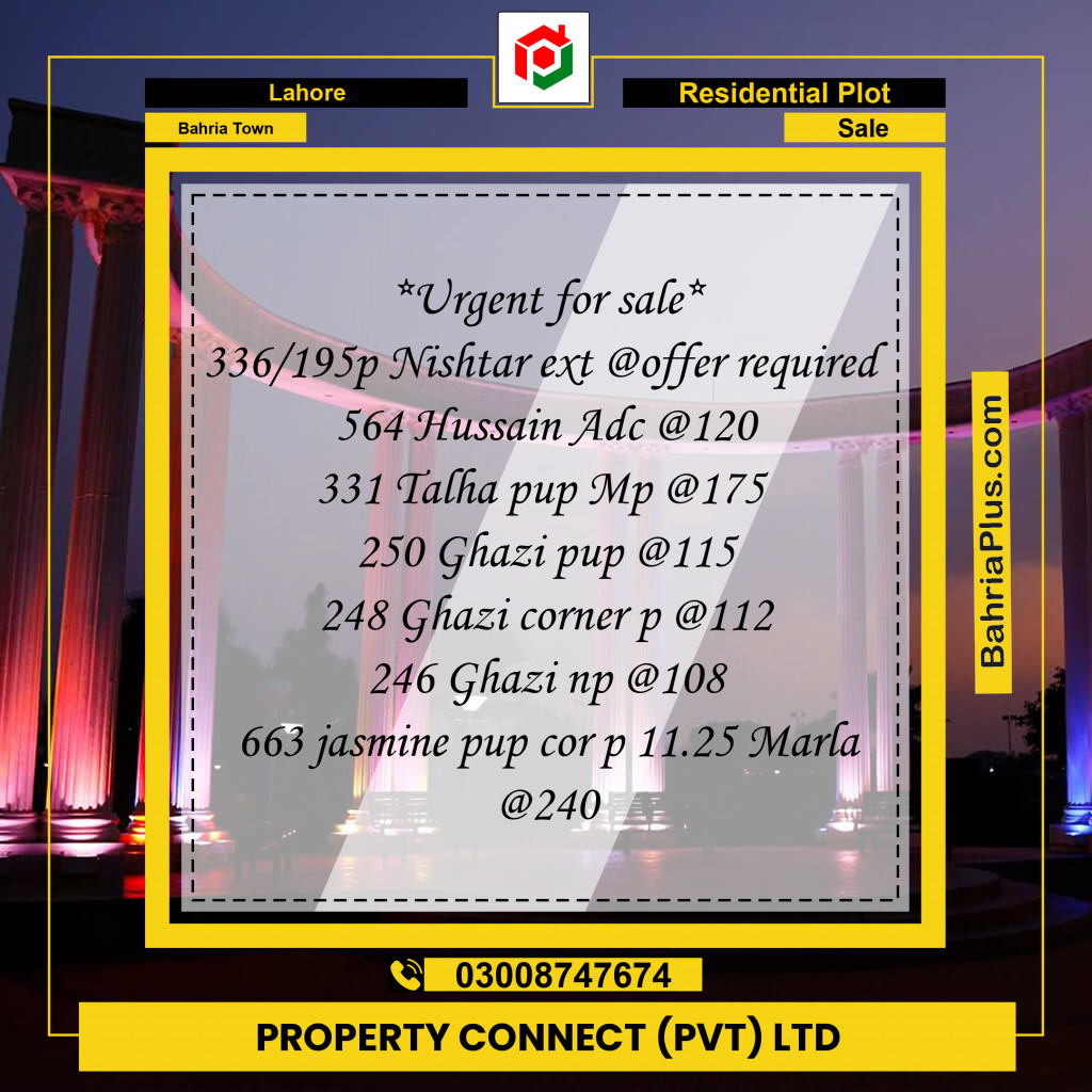 Residential Plot for Sale in Bahria Town, Lahore - (BP-269414)