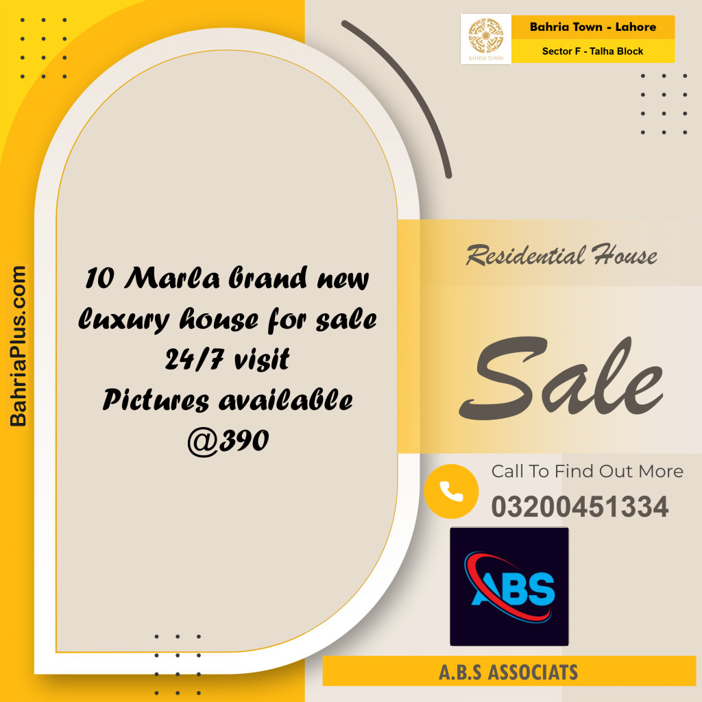 10 Marla Residential House for Sale in Sector F - Talha Block - Bahria Town, Lahore - (BP-269418)