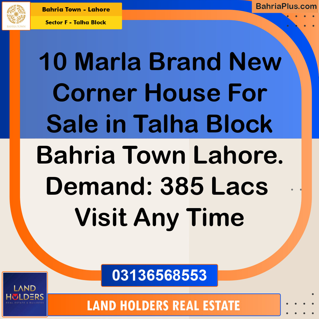 10 Marla Residential House for Sale in Sector F - Talha Block -  Bahria Town, Lahore - (BP-269427)