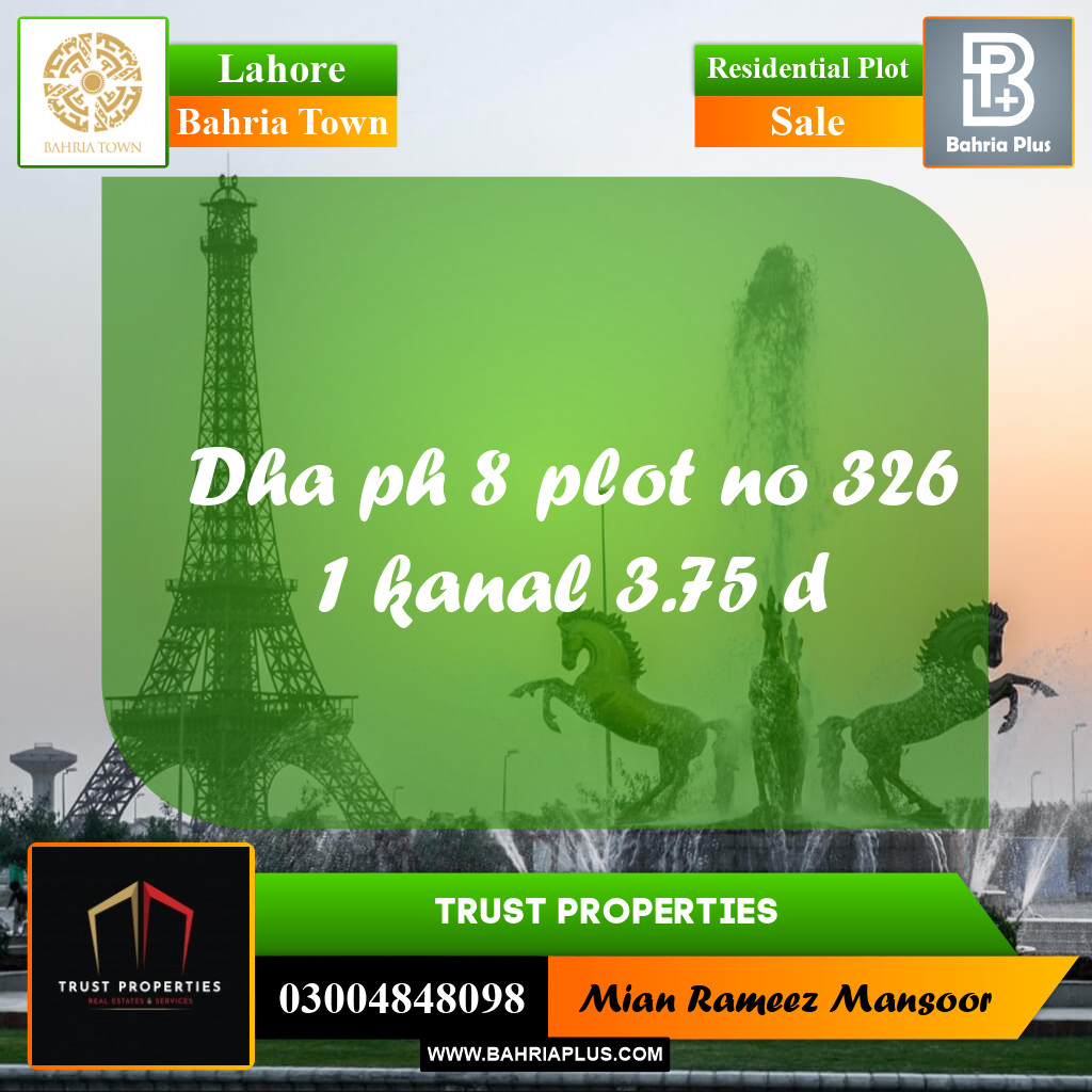 1 Kanal Residential Plot for Sale in Bahria Town, Lahore - (BP-269434)