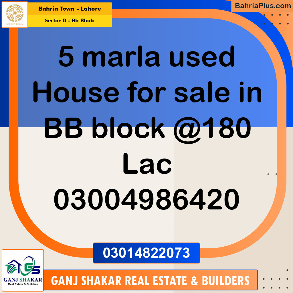 5 Marla Residential House for Sale in Sector D - BB Block -  Bahria Town, Lahore - (BP-269435)