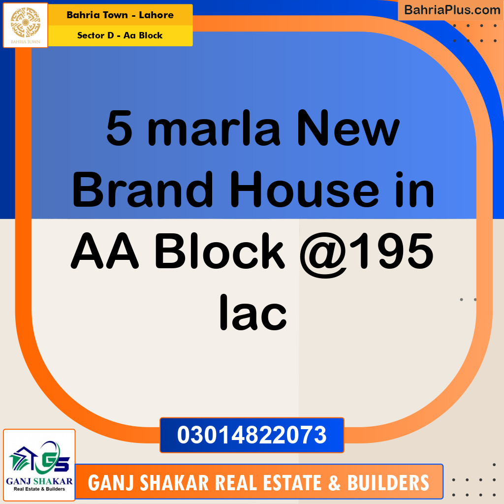 5 Marla Residential House for Sale in Sector D - AA Block -  Bahria Town, Lahore - (BP-269437)