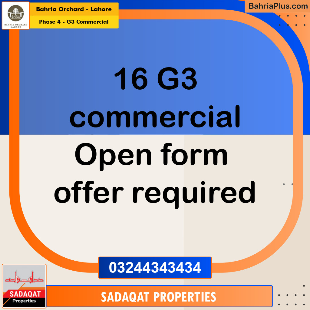 5 Marla Commercial Plot for Sale in Phase 4 - G3 Commercial -  Bahria Orchard, Lahore - (BP-269451)