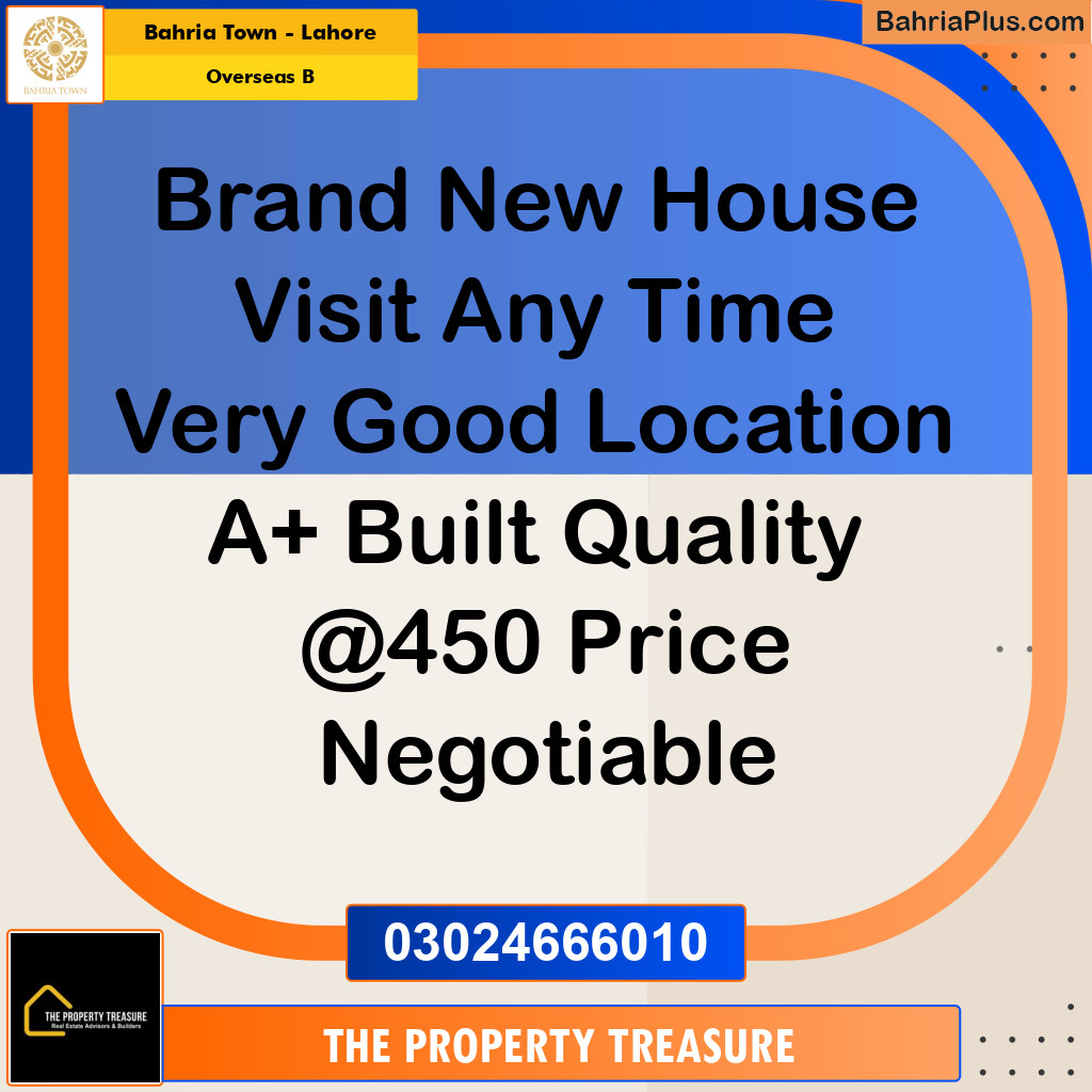 10 Marla Residential House for Sale in Overseas B -  Bahria Town, Lahore - (BP-269490)