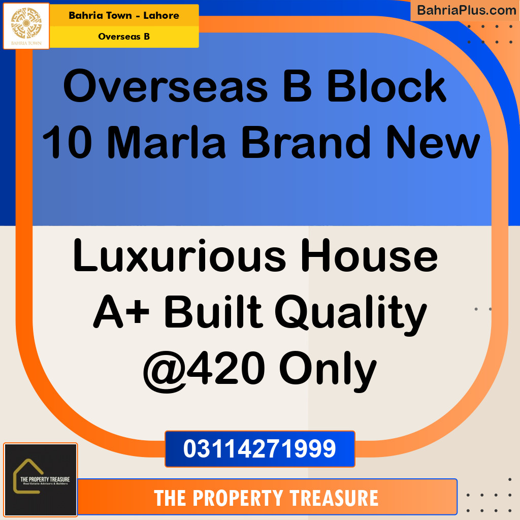 10 Marla Residential House for Sale in Overseas B -  Bahria Town, Lahore - (BP-269496)