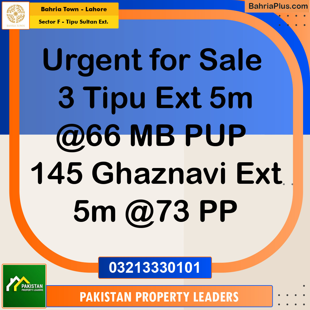 5 Marla Residential Plot for Sale in Sector F - Tipu Sultan Ext. - Bahria Town, Lahore - (BP-269498)
