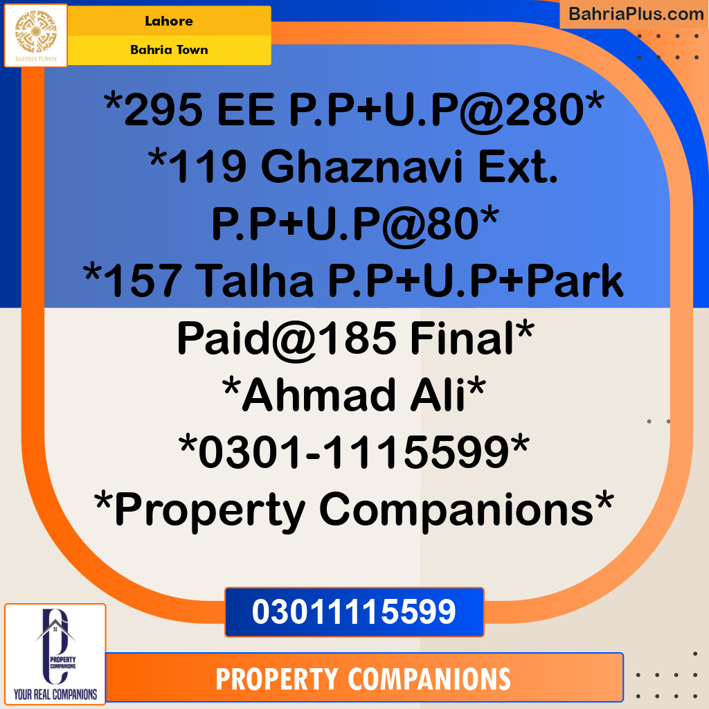 Residential Plot for Sale in Bahria Town, Lahore - (BP-269538)