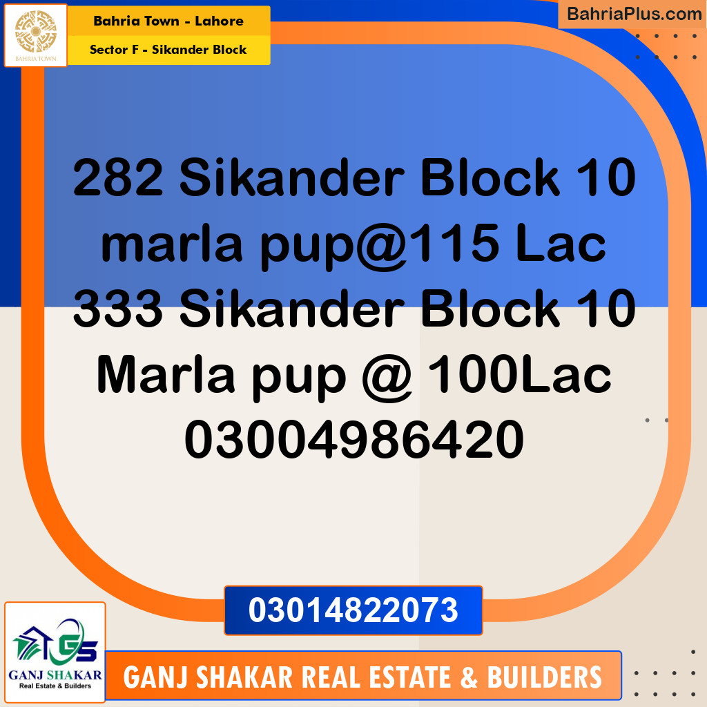 10 Marla Residential Plot for Sale in Sector F - Sikander Block -  Bahria Town, Lahore - (BP-269555)