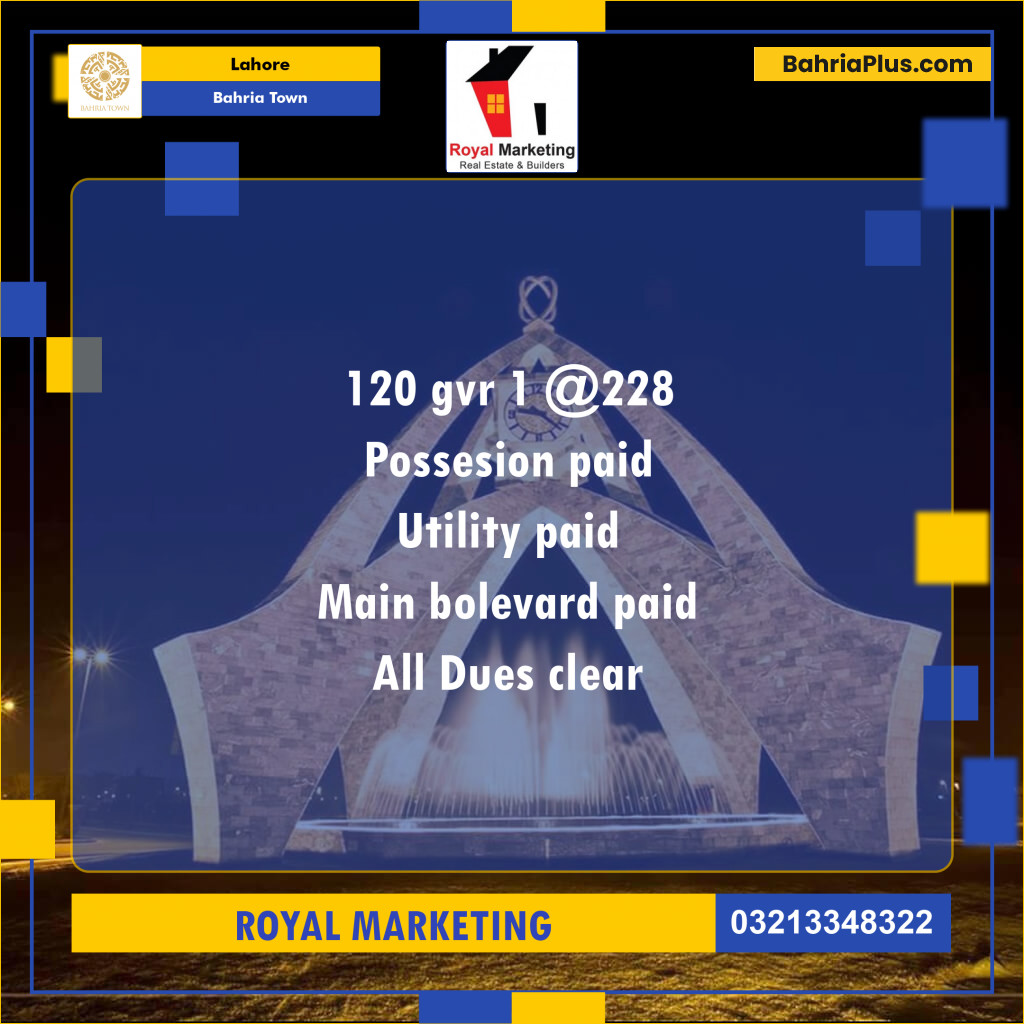 Residential Plot for Sale in Bahria Town, Lahore - (BP-269580)