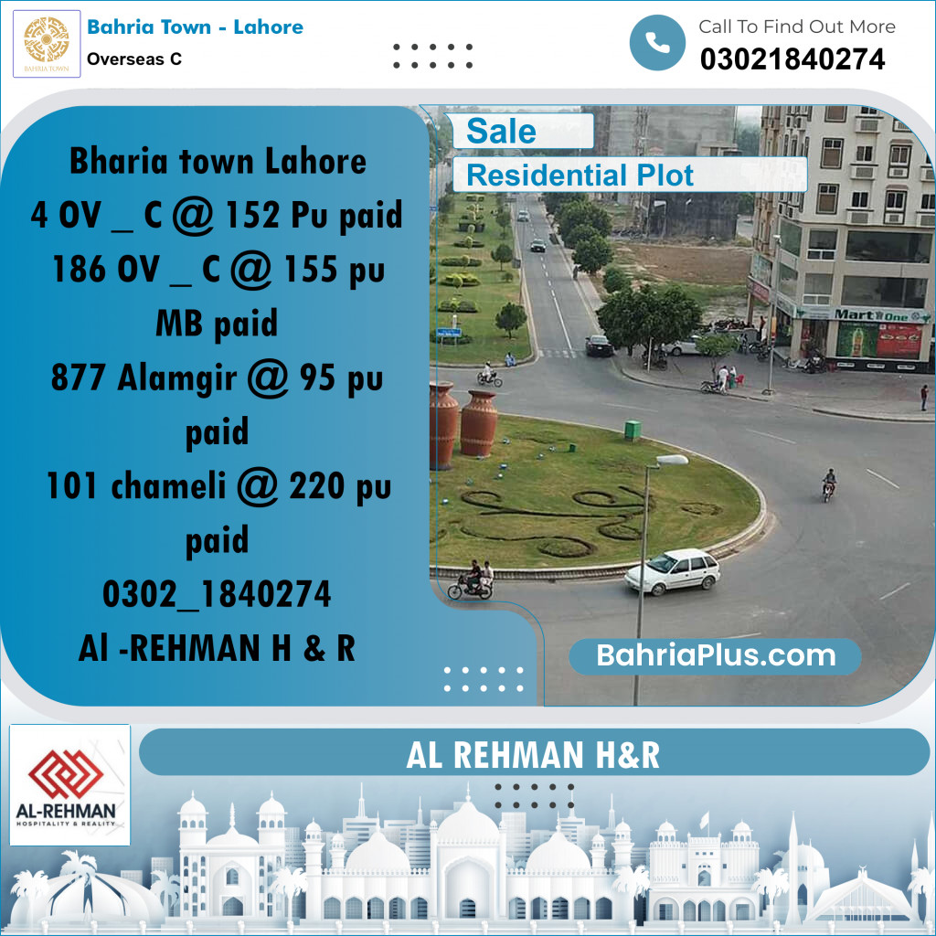10 Marla Residential Plot for Sale in Overseas C -  Bahria Town, Lahore - (BP-269596)