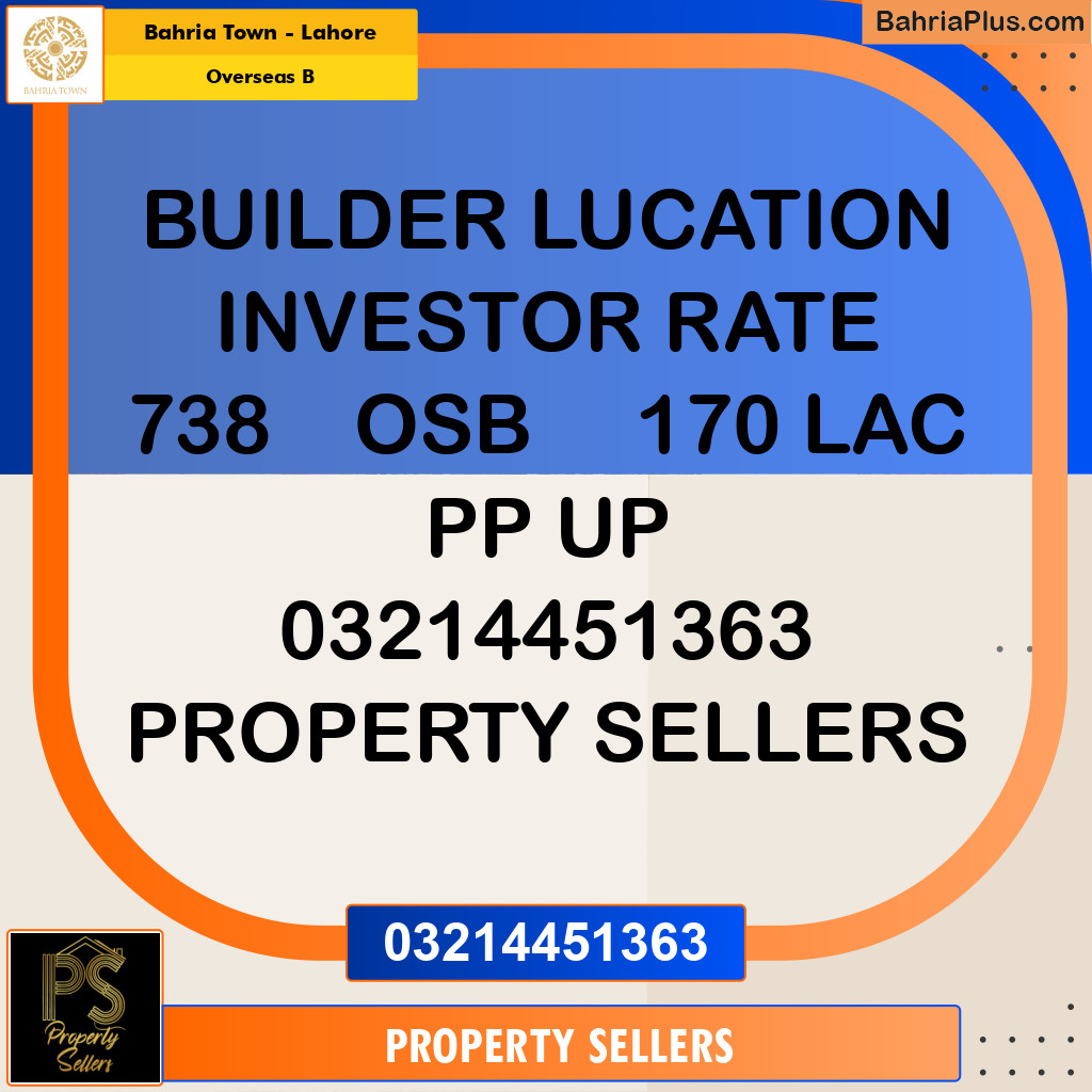 10 Marla Residential Plot for Sale in Overseas B -  Bahria Town, Lahore - (BP-269618)