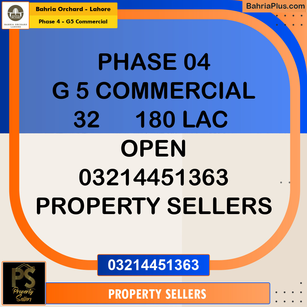 5 Marla Commercial Plot for Sale in Phase 4 - G5 Commercial -  Bahria Orchard, Lahore - (BP-269619)