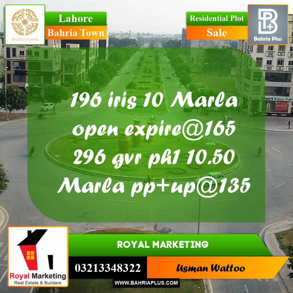 Residential Plot for Sale in Bahria Town, Lahore - (BP-269647)