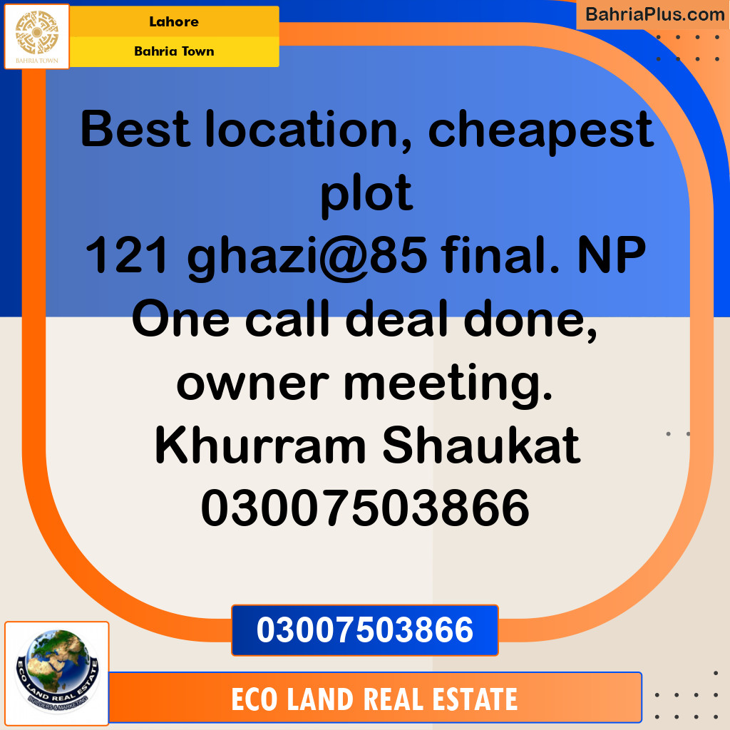 Residential Plot for Sale in Bahria Town, Lahore - (BP-269678)