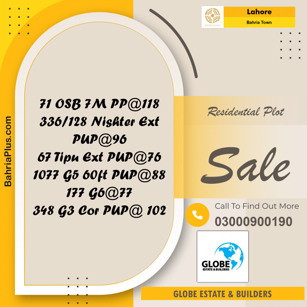 Residential Plot for Sale in Bahria Town, Lahore - (BP-269680)