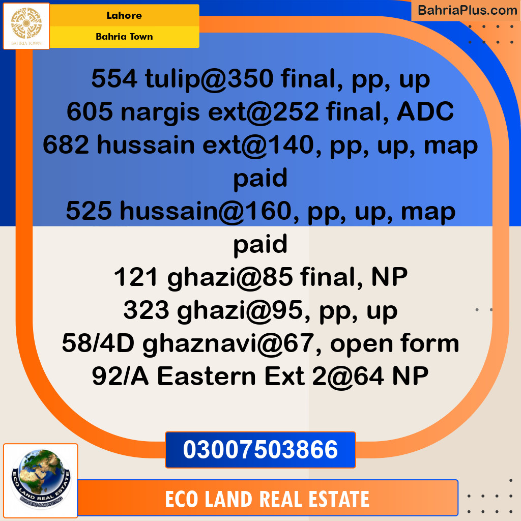 Residential Plot for Sale in Bahria Town, Lahore - (BP-269682)