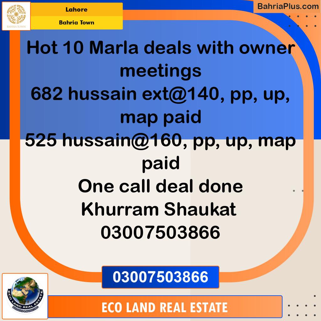 Residential Plot for Sale in Bahria Town, Lahore - (BP-269683)