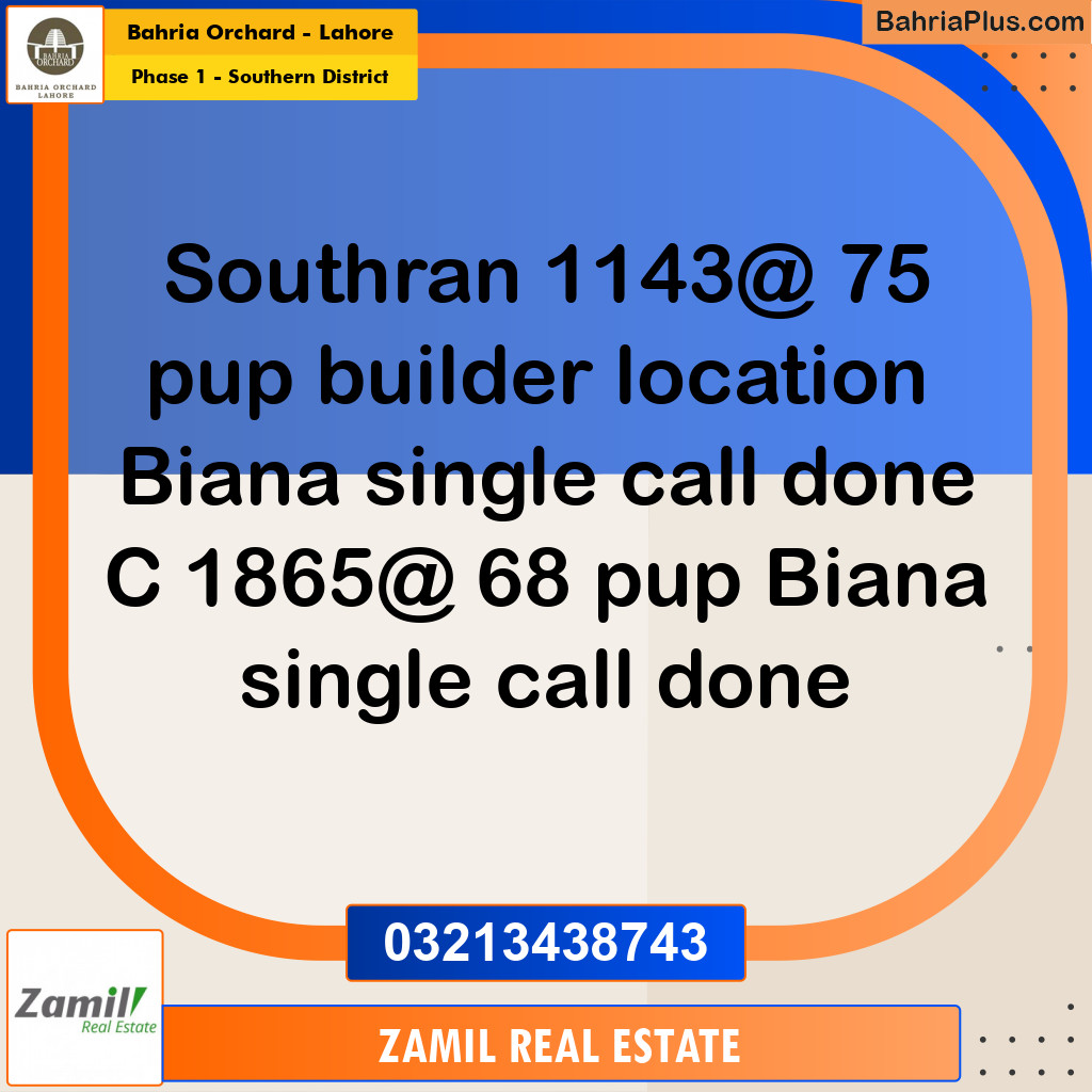 8 Marla Residential Plot for Sale in Phase 1 - Southern District -  Bahria Orchard, Lahore - (BP-269704)