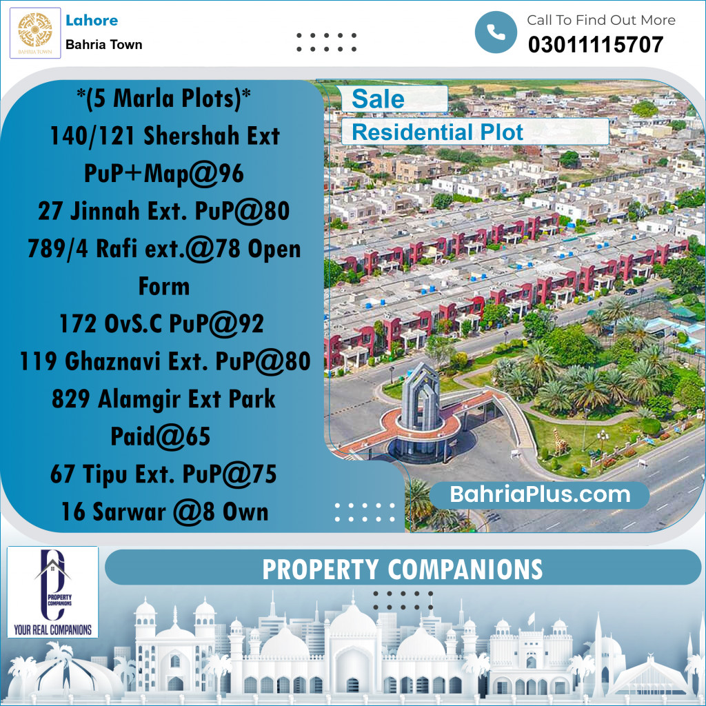 Residential Plot for Sale in Bahria Town, Lahore - (BP-269727)