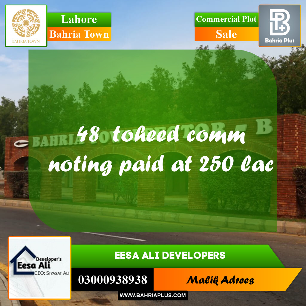 Commercial Plot for Sale in Bahria Town, Lahore - (BP-269729)