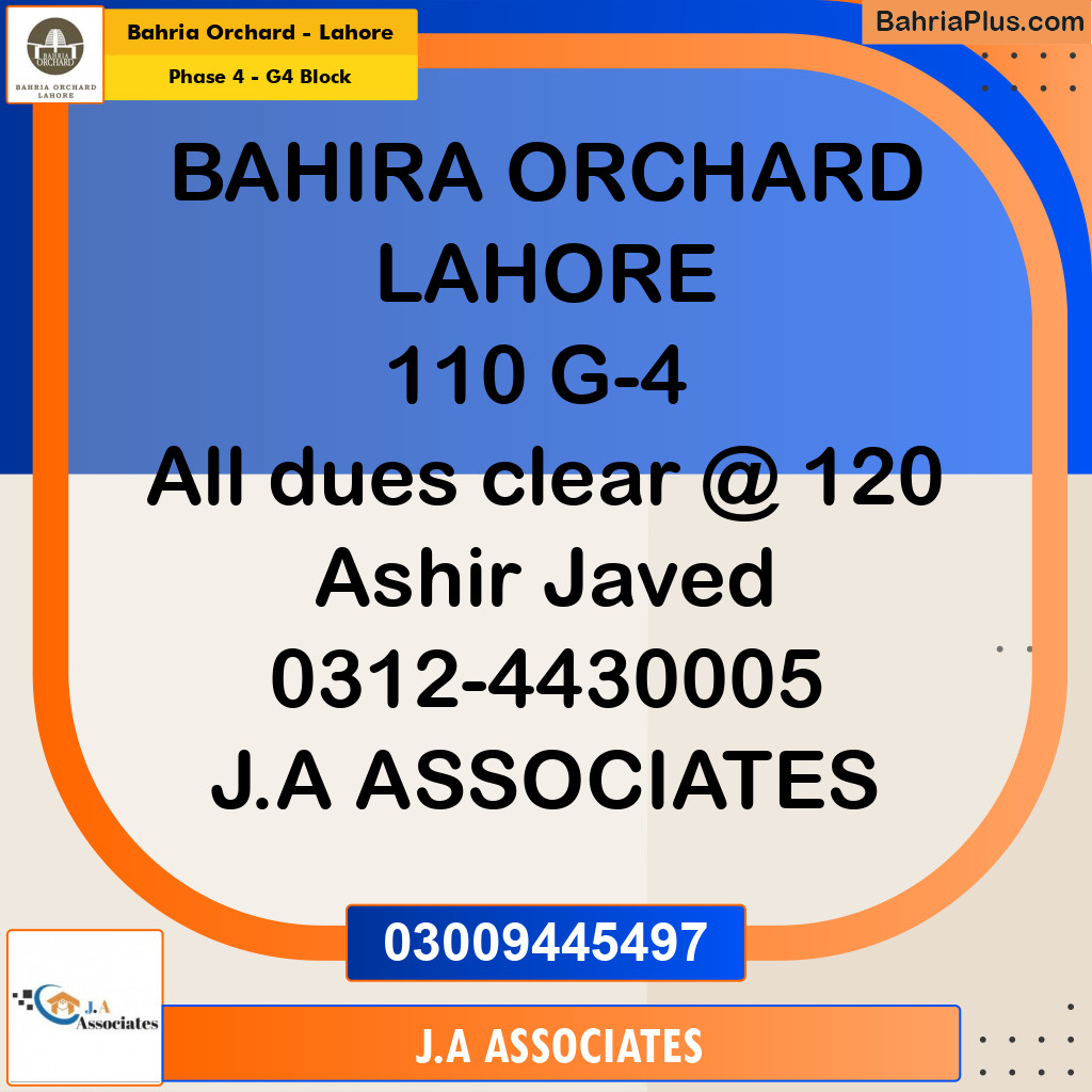 10 Marla Residential Plot for Sale in Phase 4 - G4 Block -  Bahria Orchard, Lahore - (BP-269777)