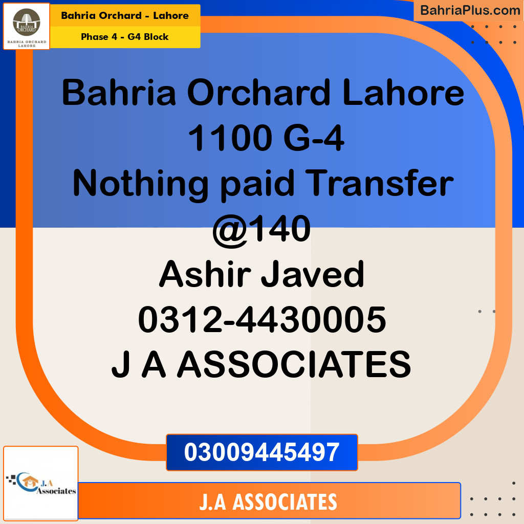 1 Kanal Residential Plot for Sale in Phase 4 - G4 Block -  Bahria Orchard, Lahore - (BP-269786)