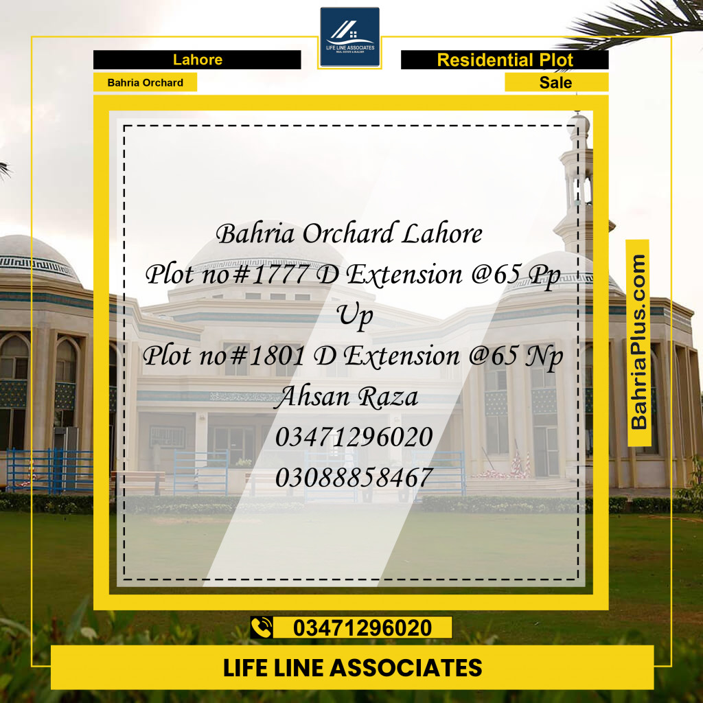 8 Marla Residential Plot for Sale in Bahria Orchard, Lahore - (BP-269803)