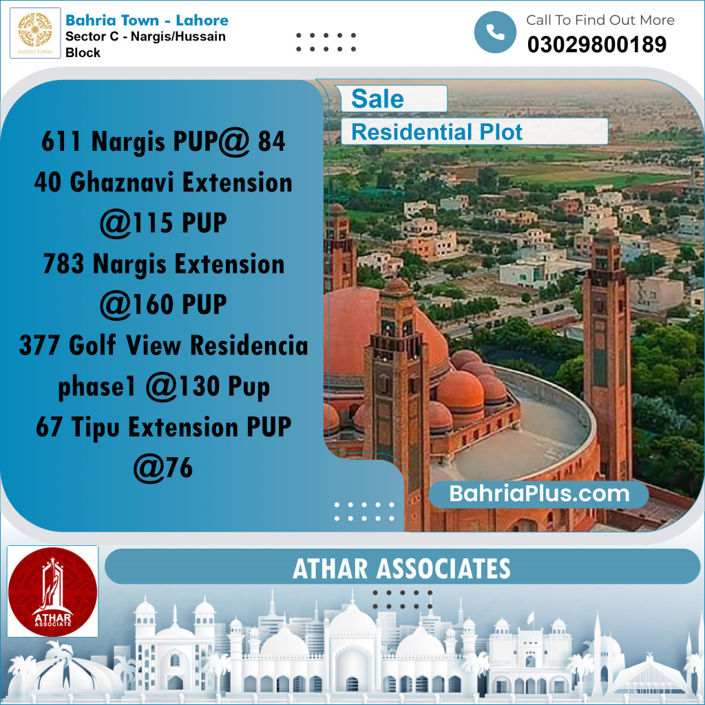 5 Marla Residential Plot for Sale in Sector C - Nargis/Hussain Block -  Bahria Town, Lahore - (BP-269831)