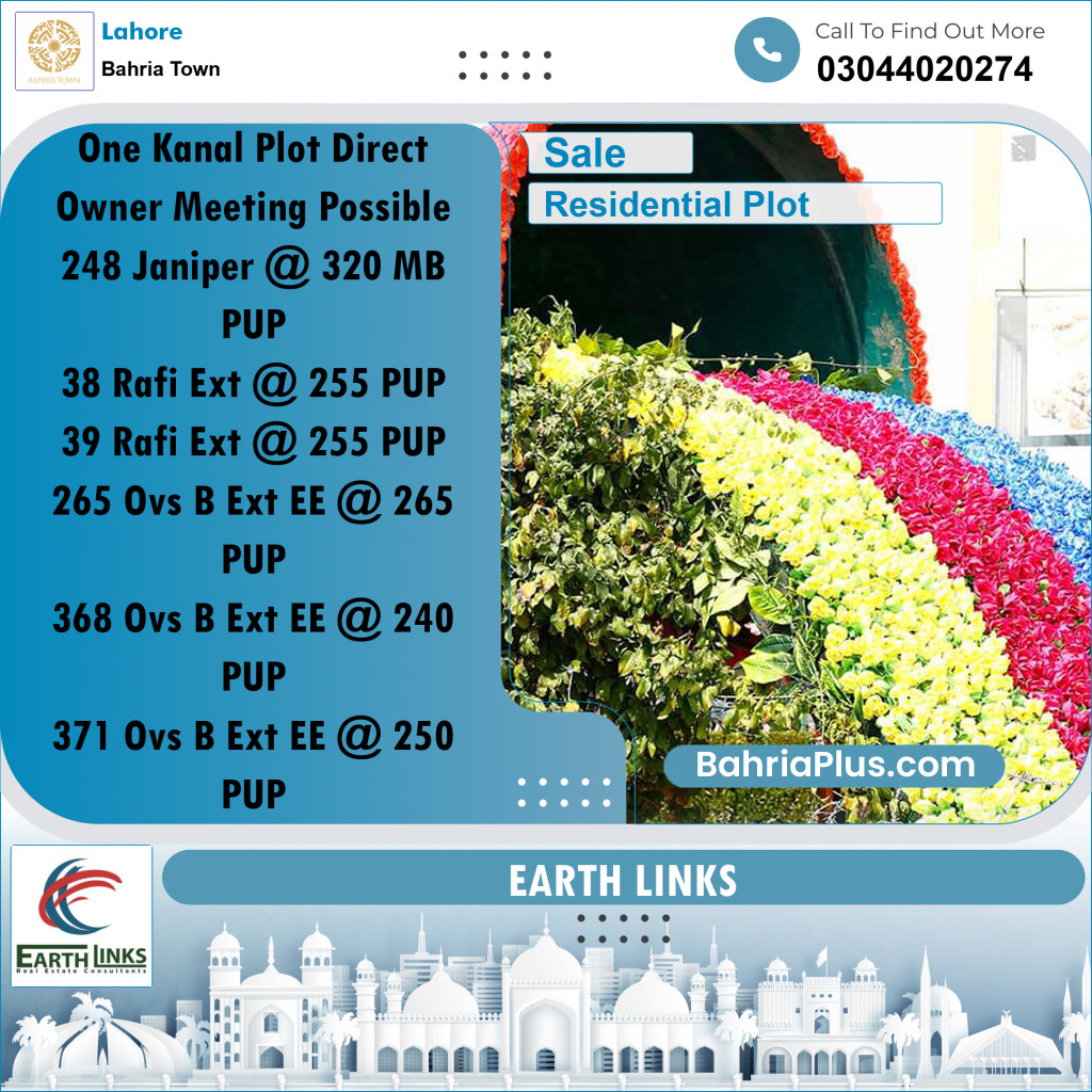 1 Kanal Residential Plot for Sale in Bahria Town, Lahore - (BP-269861)