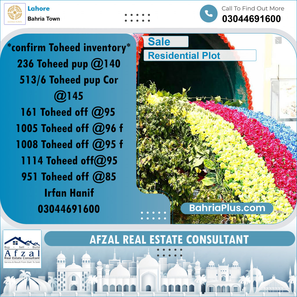 Residential Plot for Sale in Bahria Town, Lahore - (BP-269881)