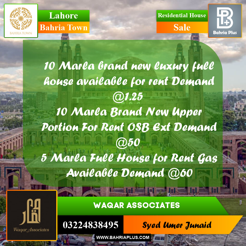 Residential House for Sale in Bahria Town, Lahore - (BP-269891)