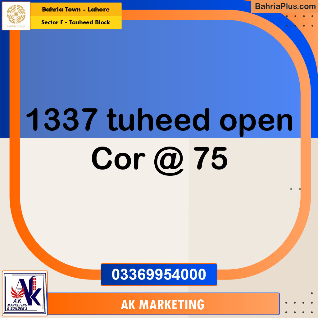 5 Marla Residential Plot for Sale in Sector F - Tauheed Block -  Bahria Town, Lahore - (BP-269963)