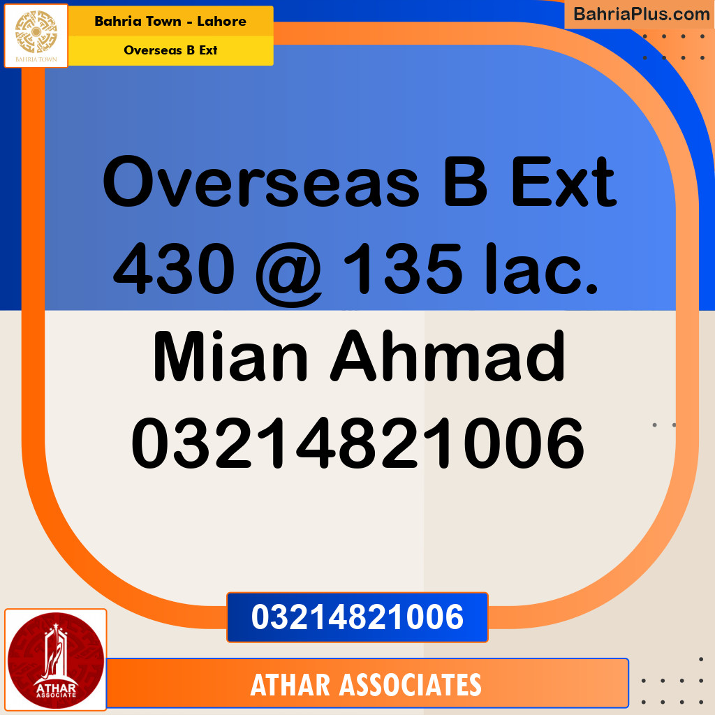 10 Marla Residential Plot for Sale in Overseas B Ext -  Bahria Town, Lahore - (BP-269975)