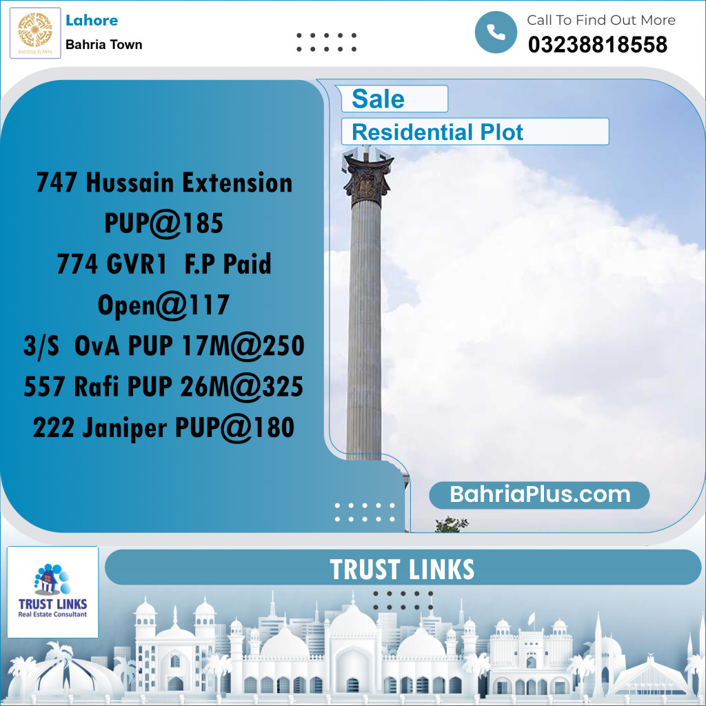 Residential Plot for Sale in Bahria Town, Lahore - (BP-269986)