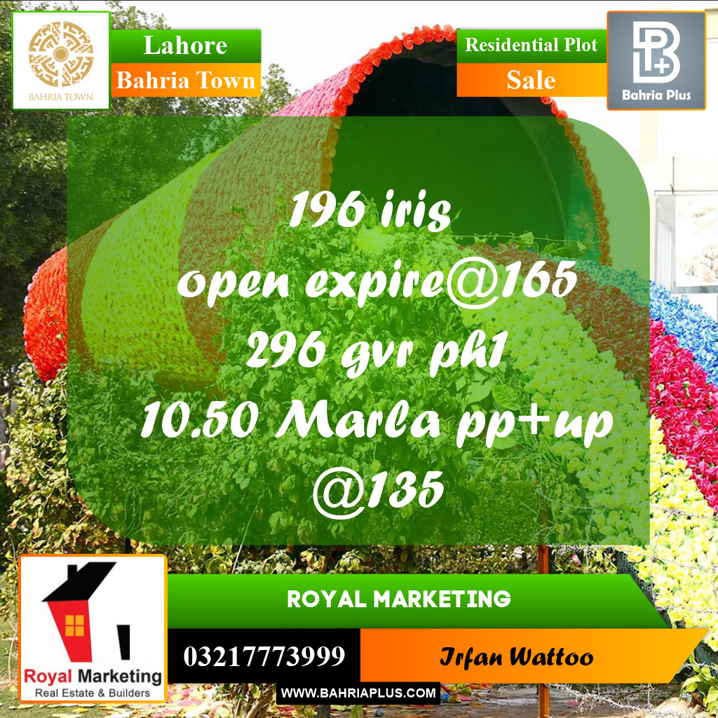 10 Marla Residential Plot for Sale in Bahria Town, Lahore - (BP-270025)