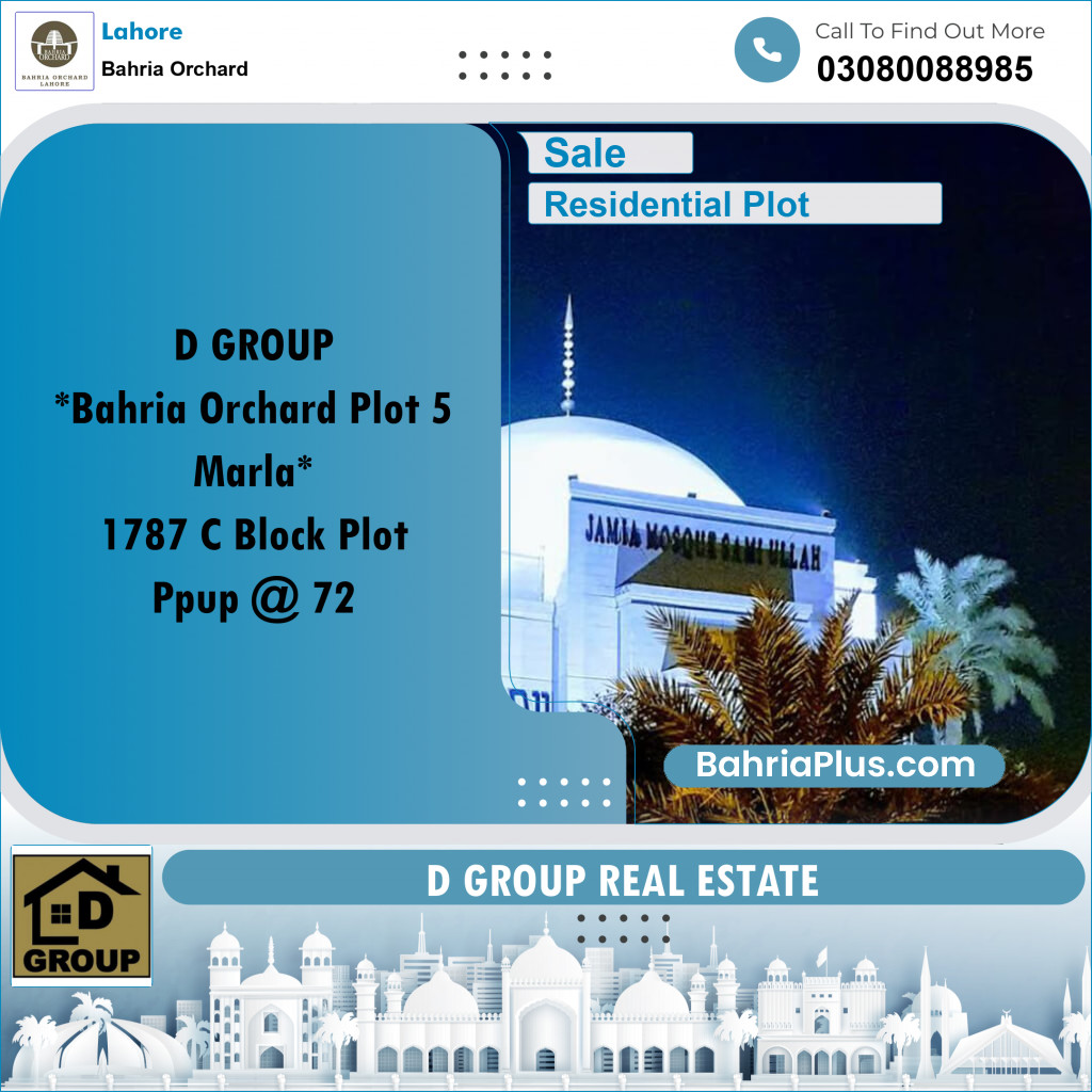 Residential Plot for Sale in Bahria Orchard, Lahore - (BP-270054)