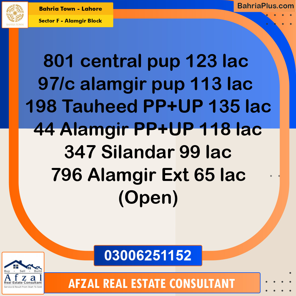10 Marla Residential Plot for Sale in Sector F - Alamgir Block - Bahria Town, Lahore - (BP-270062)