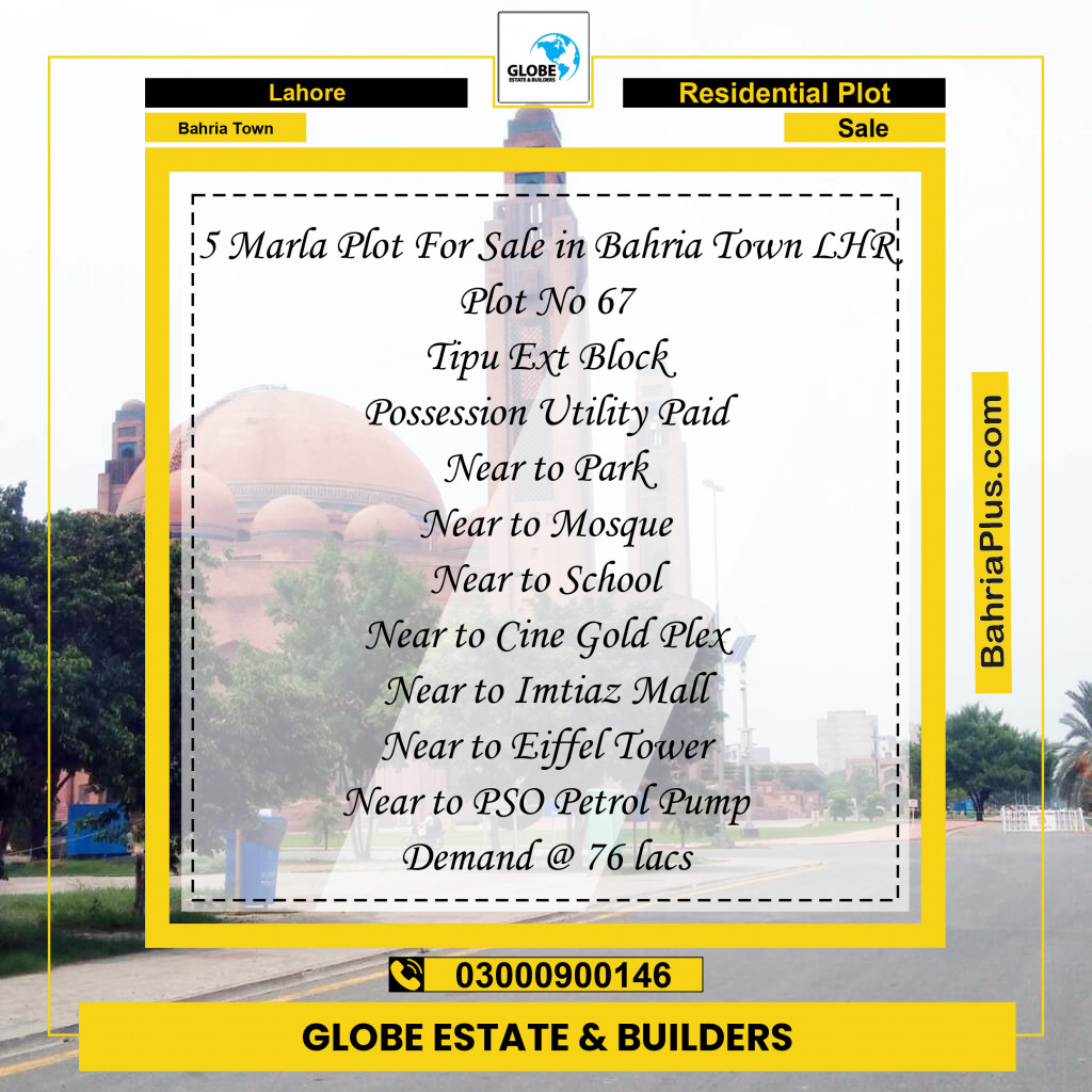 Residential Plot for Sale in Bahria Town, Lahore - (BP-270080)