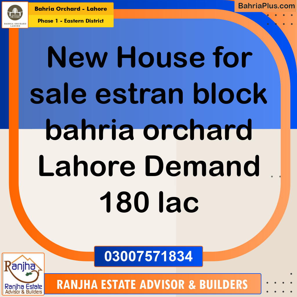 5 Marla Residential House for Sale in Phase 1 - Eastern District - Bahria Orchard, Lahore - (BP-270118)