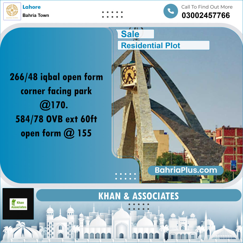 Residential Plot for Sale in Bahria Town, Lahore - (BP-270124)