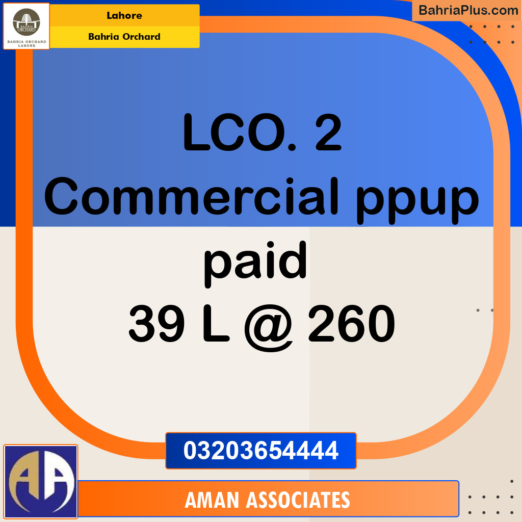 Commercial Plot for Sale in Bahria Orchard, Lahore - (BP-270141)