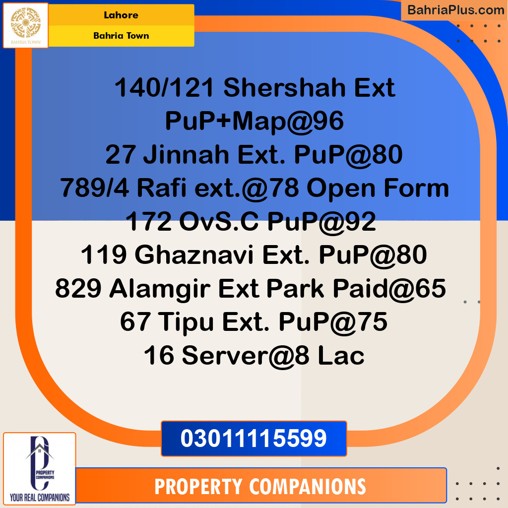 Residential Plot for Sale in Bahria Town, Lahore - (BP-270142)