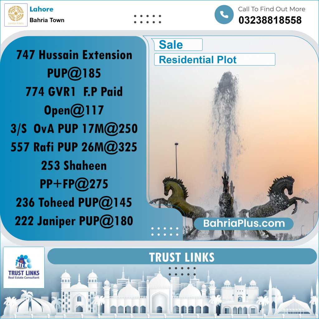 Residential Plot for Sale in Bahria Town, Lahore - (BP-270166)