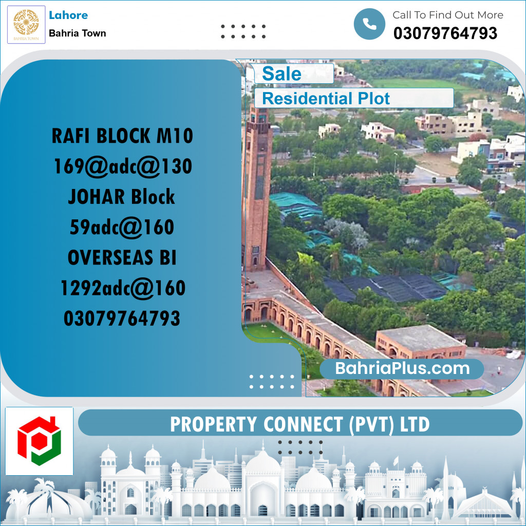 Residential Plot for Sale in Bahria Town, Lahore - (BP-270175)