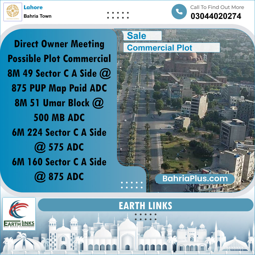 Commercial Plot for Sale in Bahria Town, Lahore - (BP-270186)