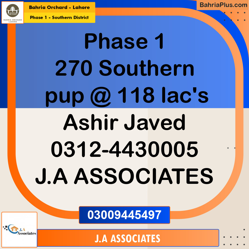 10 Marla Residential Plot for Sale in Phase 1 - Southern District - Bahria Orchard, Lahore - (BP-270206)