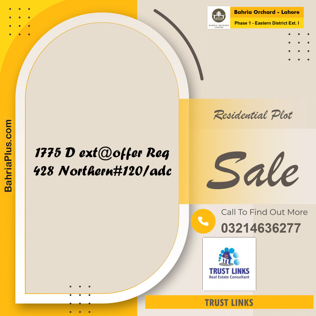Residential Plot for Sale in Phase 1 - Eastern District Ext. I - Bahria Orchard, Lahore - (BP-270216)